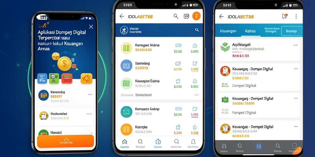 Tampilan antarmuka aplikasi Dompet Digital IDOLABET88 yang bersih dan modern.