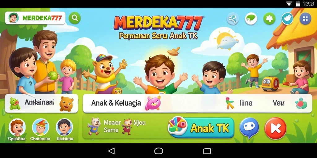 Antarmuka aplikasi MERDEKA777 dengan permainan edukatif yang menarik.