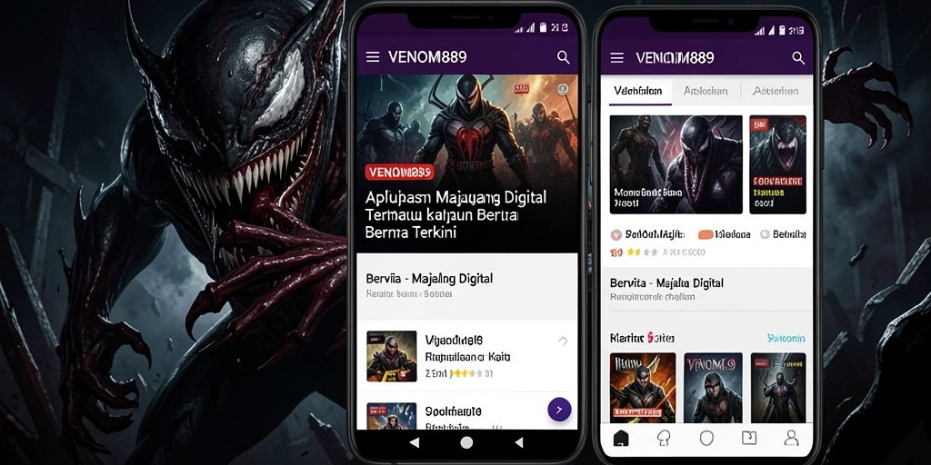 Tampilan antarmuka pengguna aplikasi Majalah Digital VENOM889.