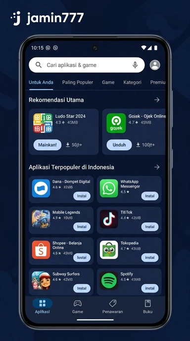 Tampilan katalog aplikasi jamin777