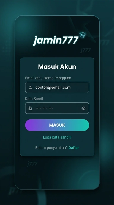 Tampilan halaman login jamin777