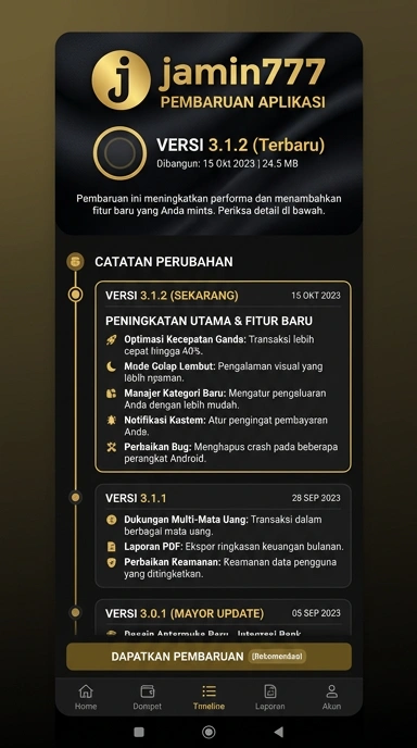 Tampilan riwayat versi jamin777